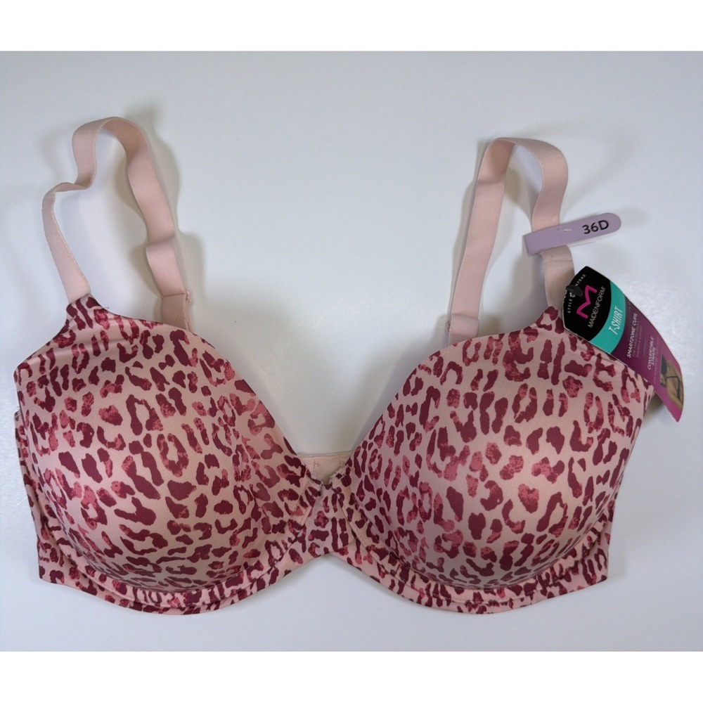 Maidenform One Fab Fit Everyday Modern Demi Underwire Bra 36D Pink Animal NWT